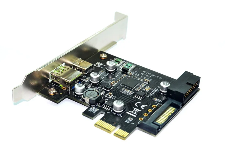 PCI-e к USB3.1 type-C Riser Card PCIe к USB-C 2.4A быстрое зарядное устройство с 19PIN передний USB Miner адаптер расширения 5G PCI-Express