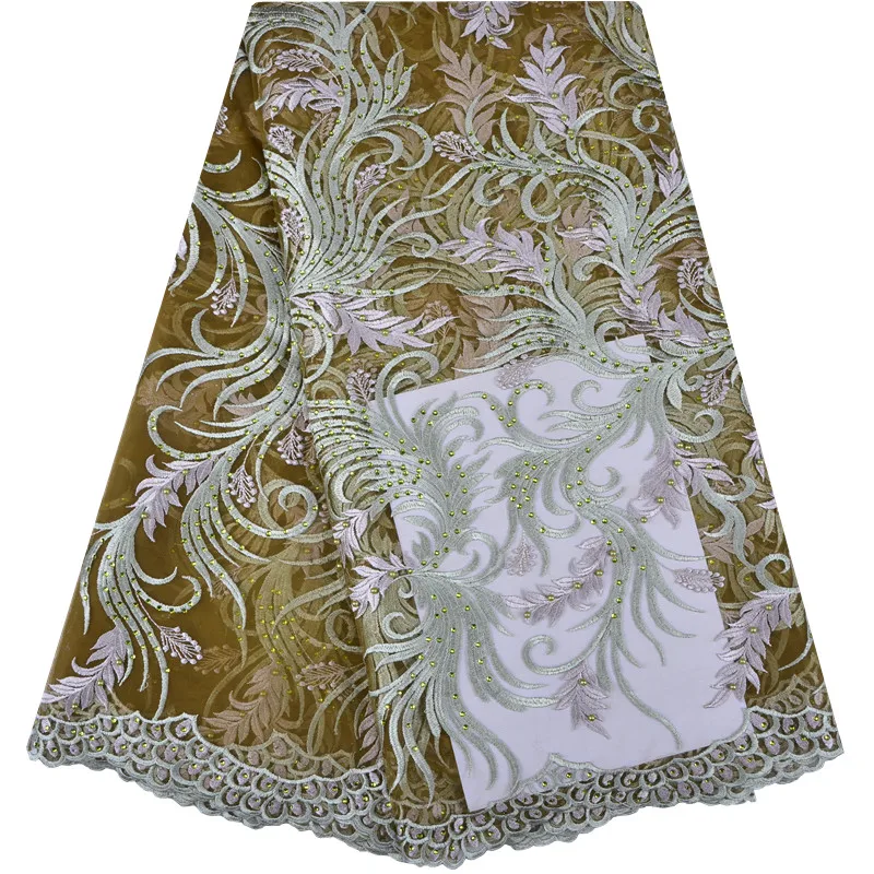 

Free Shipping Nigerian Lace Fabric 2018 High Quality Lace French Tulle Lace Fabric With Stones Party African Lace Material 1199