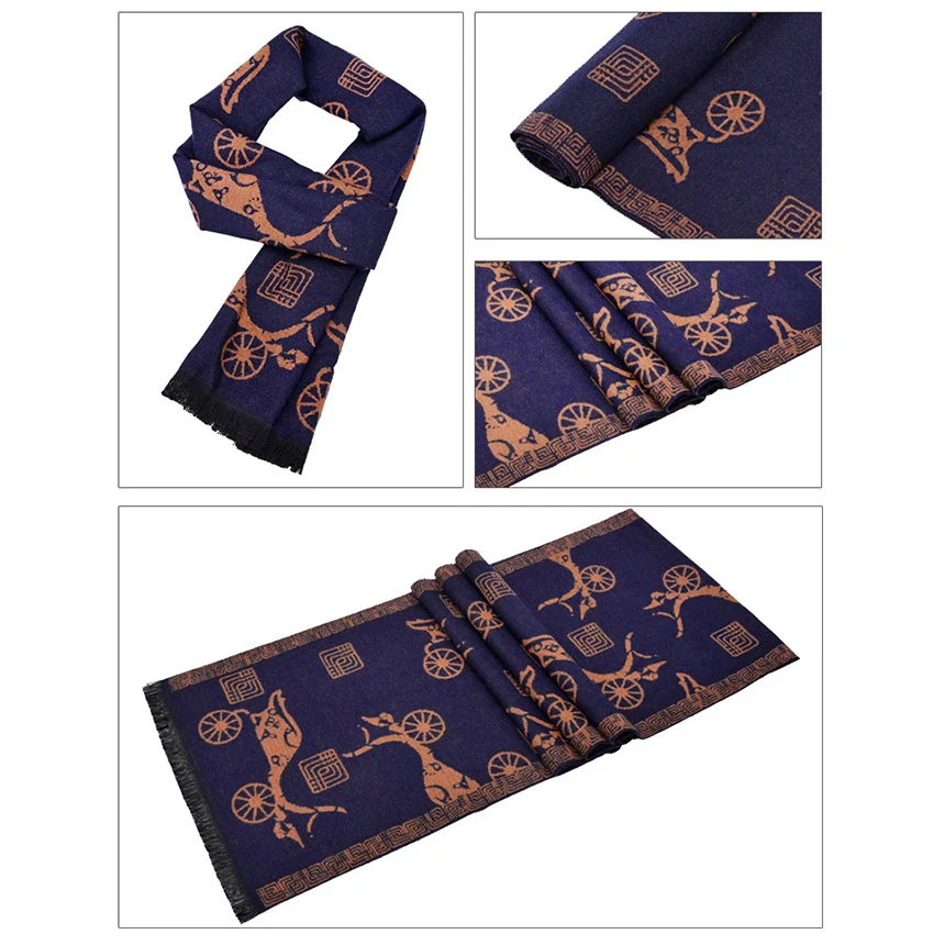 Китайский Стиль Старинные Перевозки Печатных Зимой Теплый Шарф 180 Длина 30 Ширина