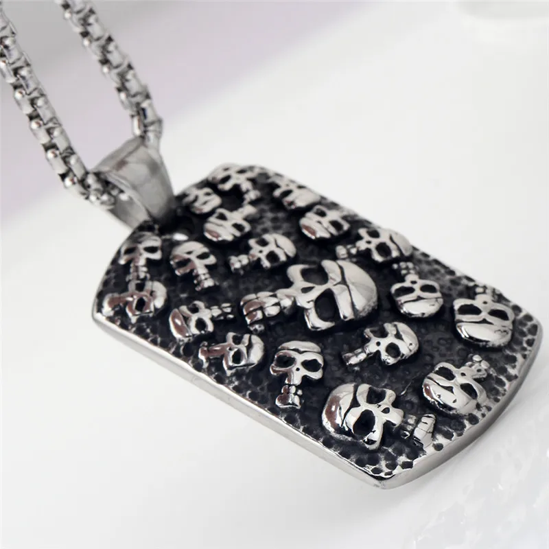 Панк Мексиканская татуировка из нержавеющей стали Череп Подвески цепочка
