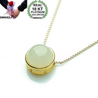 omhxzj wholesale european fashion woman girl party wedding gift white jade zircon 18kt yellow gold necklace pendant charm ca212