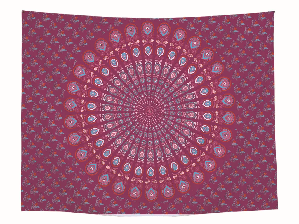 Vintage Gold Peacock Psychedelic Large Indian Mandala Wall Hanging Tapestry Boho Decor Hippie Bohemian Printed Tapisserie Murale |