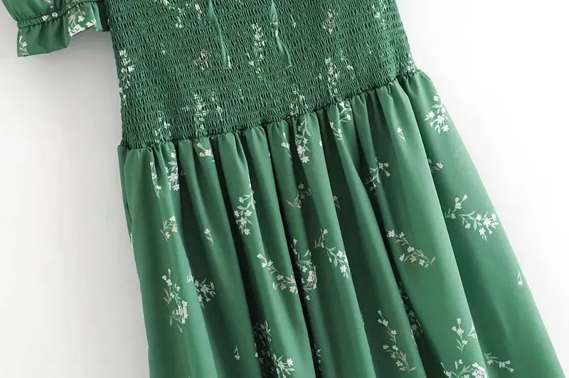 Женское платье с коротким рукавом H.SA мини квадратным вырезом и цветочным принтом