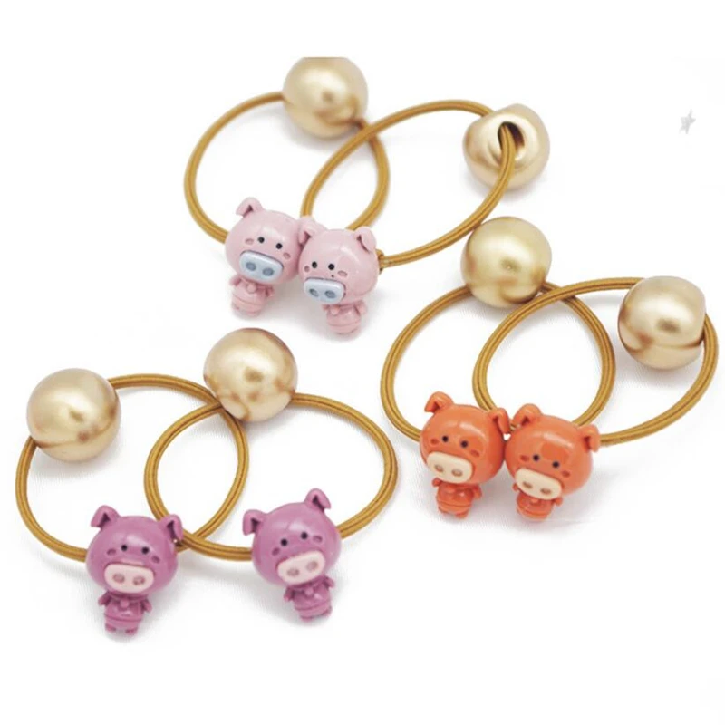 WPCZQVZA New Design Girls Cute Hair Rope Fashion Kawaii Small Pig Pattern Elastic Bands Children High Quality Scrunchy | Детская одежда