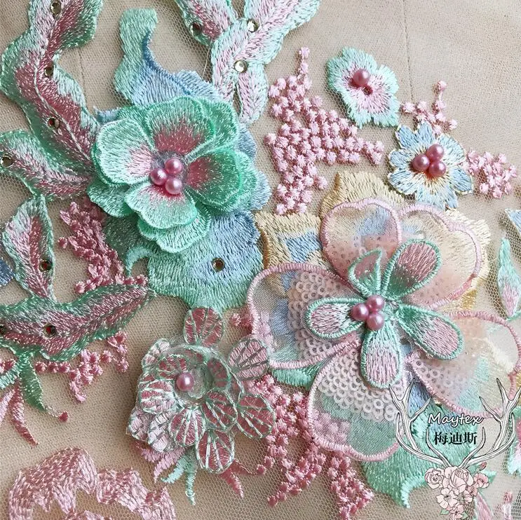 5 шт. кружевные ткани с жемчугом для свадебного платья | Дом и сад