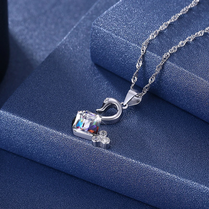 Женские ожерелья подвески LEKANI с кристаллами SWAROVSKI серебряная цепочка