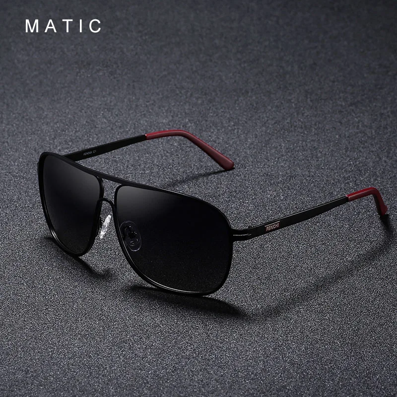 C1 MATIC, поляризационные линзы, винтажные, авиационные, солнцезащитные очки для мужчин, для вождения, квадратная, золотая, металлическая оправа, солнцезащитные очки, мужские, uv400 очки - Цвет линз: C1