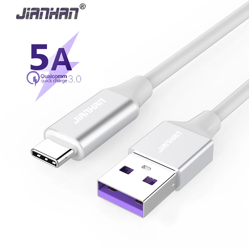 

Зарядное устройство JIANHAN для Huawei P10, P20 Plus, Pro, Lite, Xiaomi, Samsung, с поддержкой быстрой зарядки и синхронизации данных, 5A, Type-C, 3,0