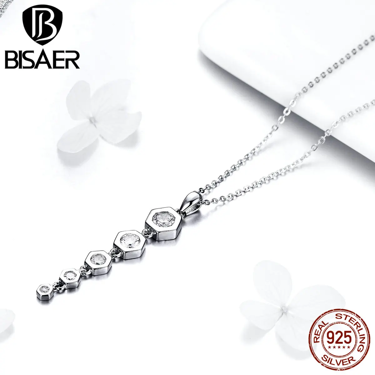 BISAER, подлинное 925 пробы, серебряное, сердце, для женщин, звено цепи, ожерелья для женщин, воротник, Стерлинговое Серебро, ювелирное изделие EFN052