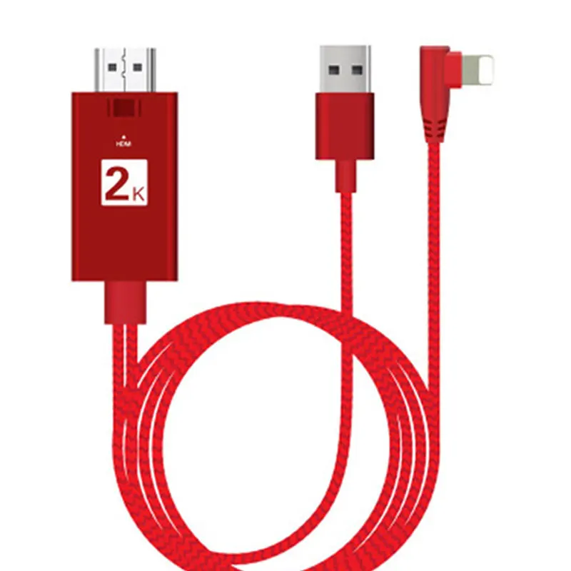 90 Dgree Red PLUG& PLAY кабель для Lightning-HDMI HD tv адаптер цифровой av-кабель 1080P для iPad Pro Air для iPhone X 8 7 7 Plus 6S 6 5S - Цвет: 90 Dgree Red