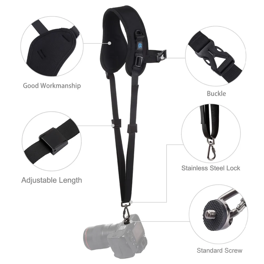 PULUZ Quick Release Anti-Slip Soft Pad Camera Strap Belt Rapid Shoulder Sling Neck for CameraDSLR Canon Eos 7D 1100D 1000D | Электроника