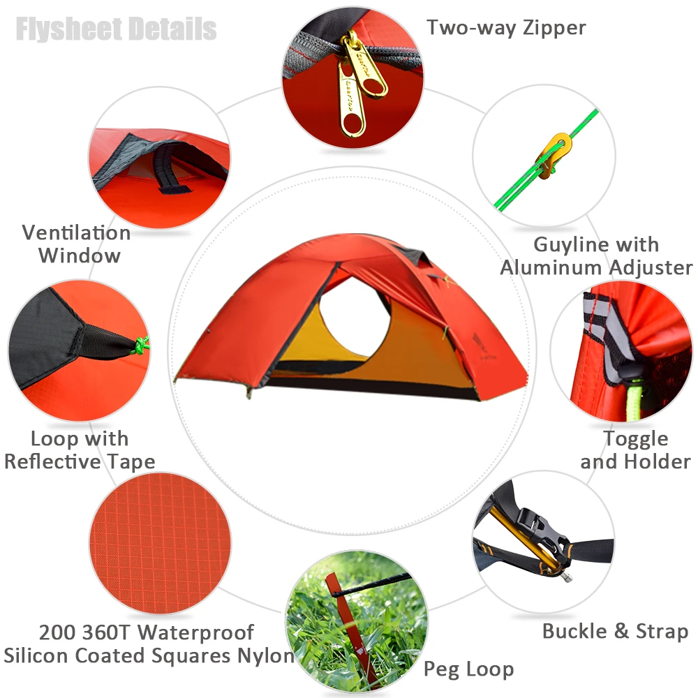 Verkaufen GeerTop Wasserdichte Camping Zelt 1 Person 4 Saison Doppel Schichten Ultraleicht Kompakte Rucksack Doom Zelte Outdoor Wandern Tourist