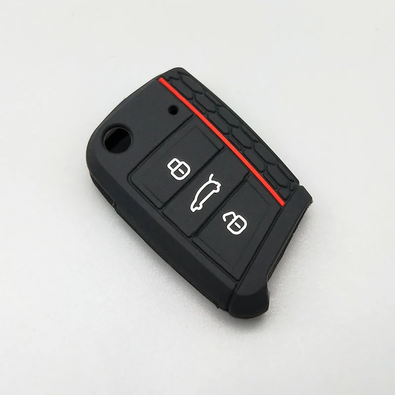 black For Volkswagen Polo Golf 7 Tiguan for Skoda Octavia Karoq for SEAT Ateca Leon Ibiza New design car key Silicone cover case - Название цвета: black