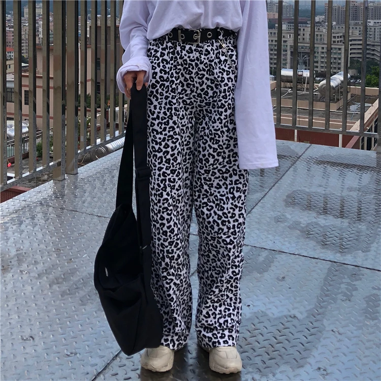 2020 Loose-Fit Animal Print Leopard Pants With Elastic Waist Women Hip Hop Pants Long Trousers Harajuku Streetwear