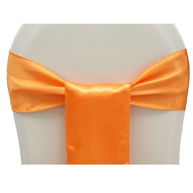 coral orange BIT. FLY/1 шт. атласные свадебные стулья 15x275 см с узелком, вечерние украшения для стульев, галстуки-бабочки для свадьбы, отеля, банкета - Цвет: coral orange