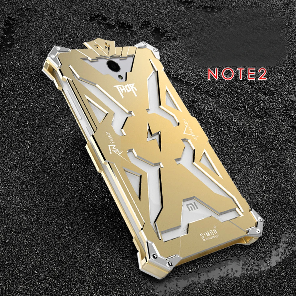 Phone Cases For Xiaomi Redmi Note 2 Original Simon Design Metal Aluminum Anti-knock Armor Thor Series Back Cover Housing Case |