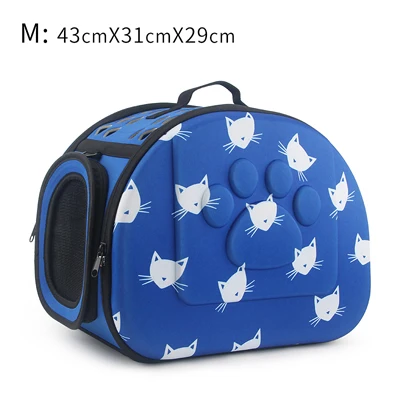 Blue 43x31x29cm m Сумка-переноска для собак с рисунком кошки, переносная сумка для кошек, складная сумка для путешествий, сумка для переноски щенков, сумки для домашних животных на плечо - Цвет: Blue 43x31x29cm m