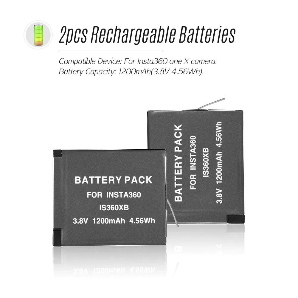 Пластиковый + литиевый набор для зарядки аккумуляторов с 2 батареями Insta360 one X USB