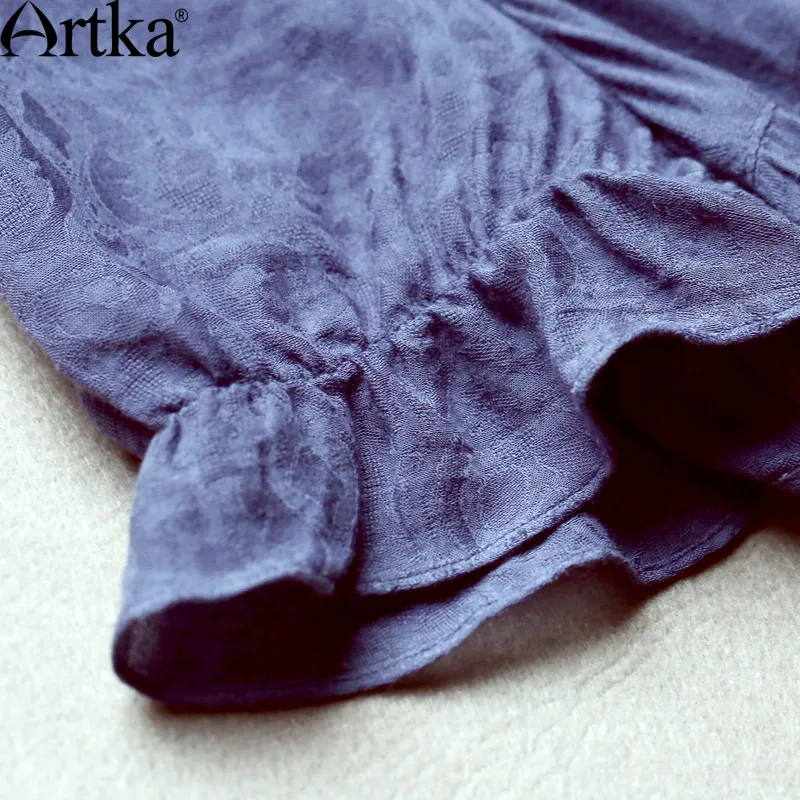ARTKA Женская летняя Новая Винтажная с круглым вырезом коротким рукавом вышивка