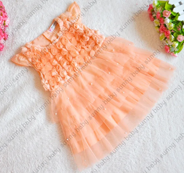 little baby girls dress customes kids clothes toddler children clothing beads Flowers vestidos roupas infantil meninas infantis | Мать и