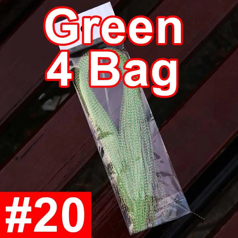 4 bags color n20 Bimoo 4 упаковки Flashabou Мишура для завязывания мушек Хрустальная вспышка для приманка с крючками материал для изготовления Krystal пряди золото серебро Радуга Розовый - Цвет: 4 bags color n20