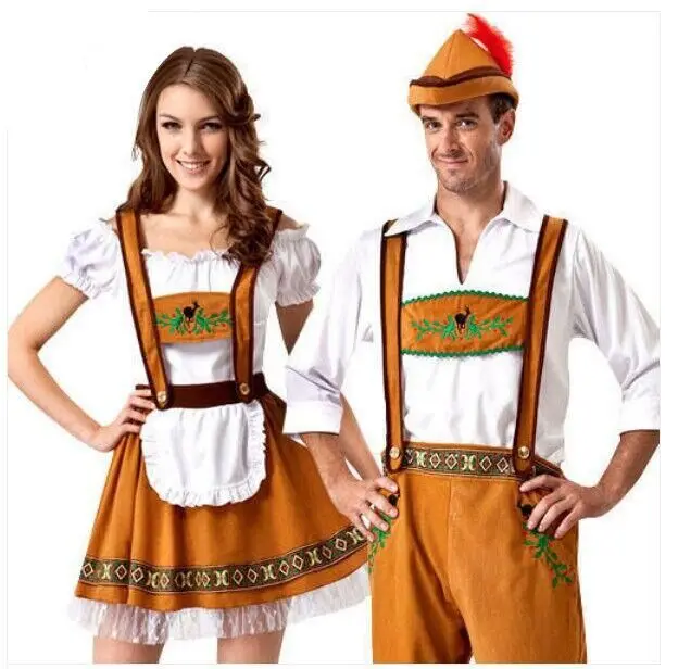 

Бесплатная ПП мужской немецкий, баварский Октоберфест Дамский пивной костюм горничной нарядное платье Lederhosen