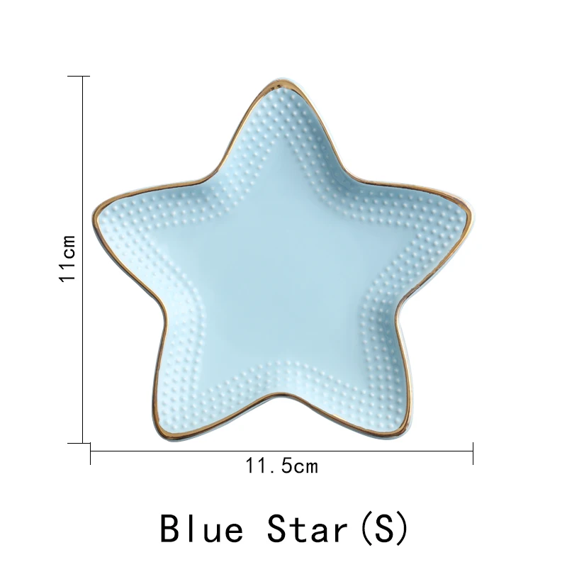 Blue Star(S) Лидер продаж, креативная Керамическая маленькая тарелка в различных стилях со звездой или раковиной, тарелка для десерта, фруктов, закусок, ремесла, подарок для любителей кухонных принадлежностей - Цвет: Blue Star(S)