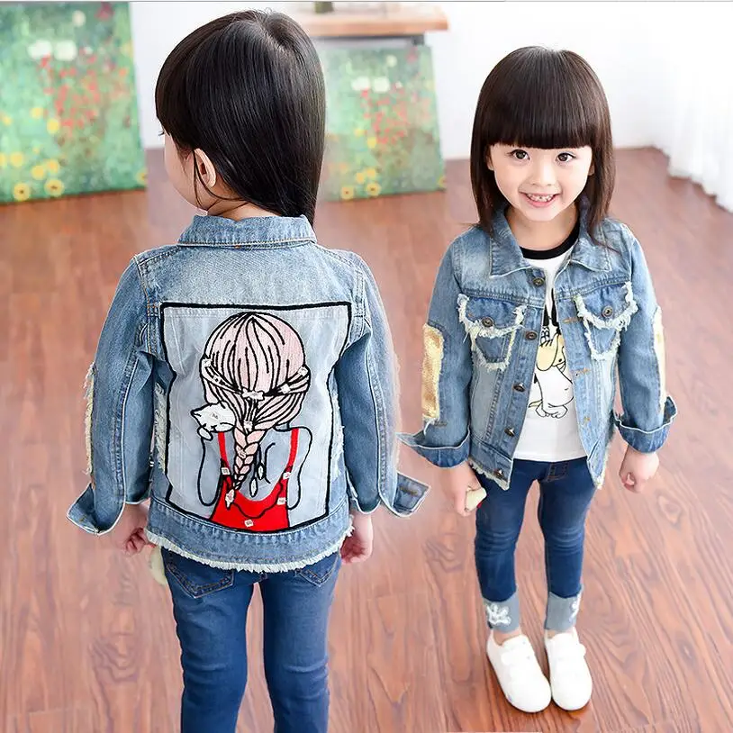 Брендовые джинсовые куртки с дырками для маленьких девочек модная детская