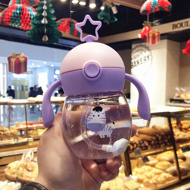 Портативная соломенная чашка для кормления детей с двойной ручкой детская