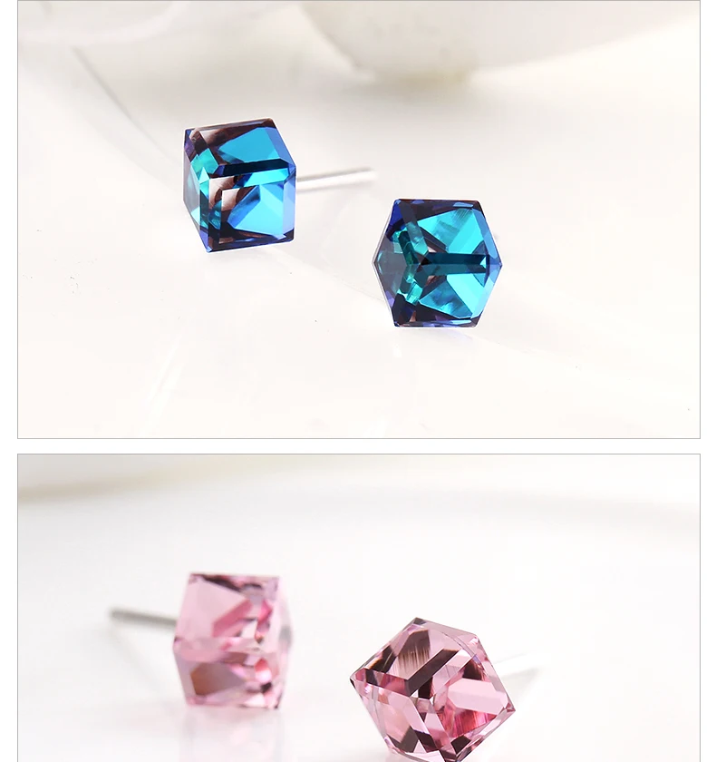 Warme Farben Crystal из сваровска, женские серьги, хорошее ювелирное изделие, 925 пробы, серебряный, простой маленький кубик, серьги-гвоздики для девочек, Brincos