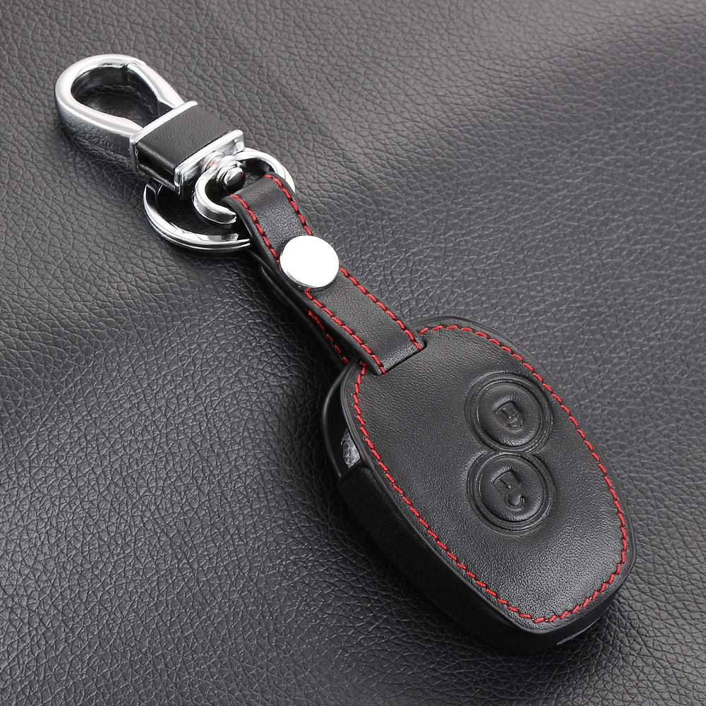 Чехол из натуральной кожи для автомобильного ключа с 2 кнопками чехол Renault Clio Dacia