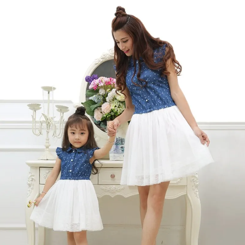 Платье для мамы и дочки одинаковые наряды семьи платье девочек женщин платья