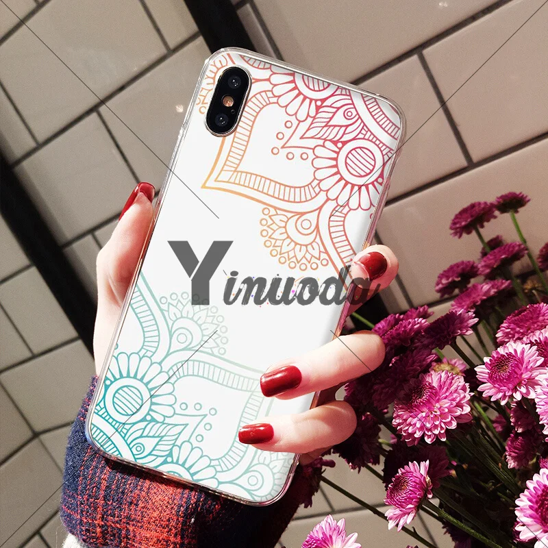 A12 Yinuoda мандала цветок ТПУ прозрачный чехол для телефона чехол для Apple iPhone 8 7 6 6S Plus X XS MAX 5 5S SE XR чехол - Цвет: A12