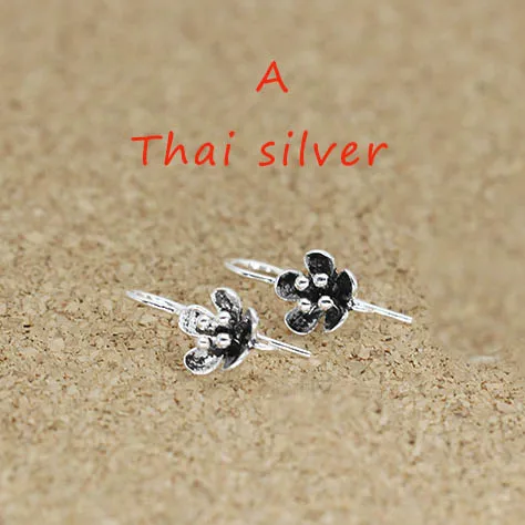 A Thai silver 2 шт Стерлинговое Серебро 925 цветок застежка для серег для изготовления ювелирных изделий ушной проволоки крюк фурнитура DIY женские серьги аксессуары Поставщик - Цвет: A Thai silver