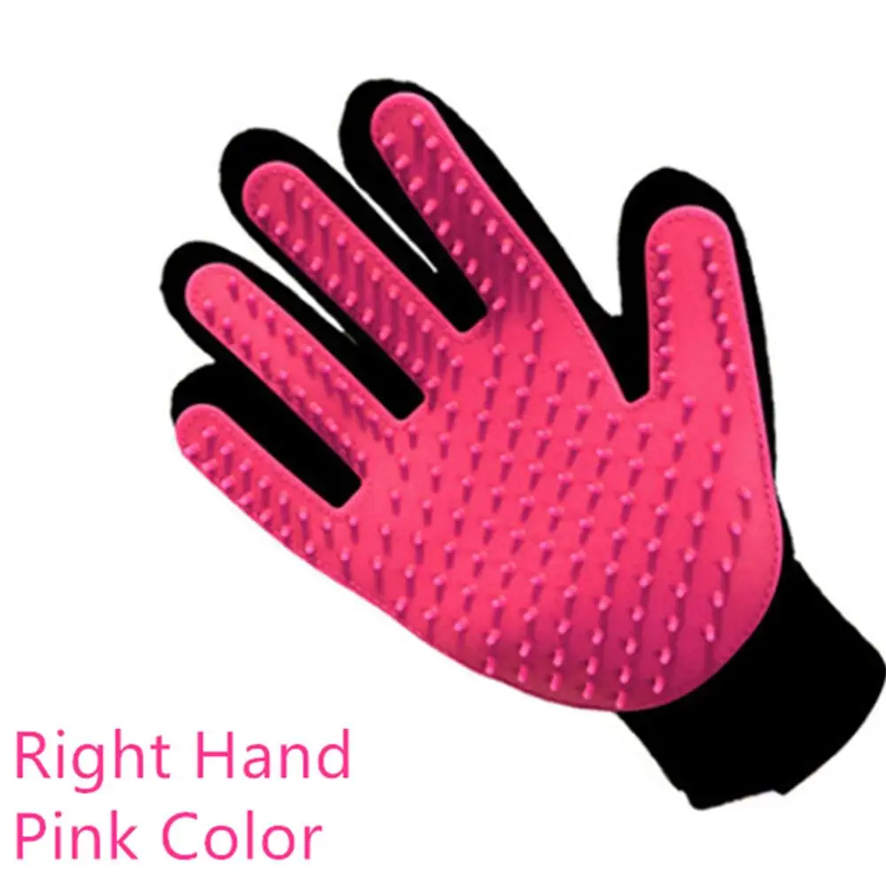 pink right hand Ультразвуковая щетка для шерсти домашних животных, перчатка для чистки домашних животных, массажная расческа для ухода за шерстью, поставка, чистка пальцев, щетка для шерсти домашних животных, кошек, перчатка - Цвет: pink right hand