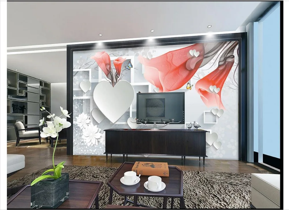 photo wallpaper 3d murals custom Simple butterfly flying mural block diagram Flowers wall paper living room decoration | Обустройство