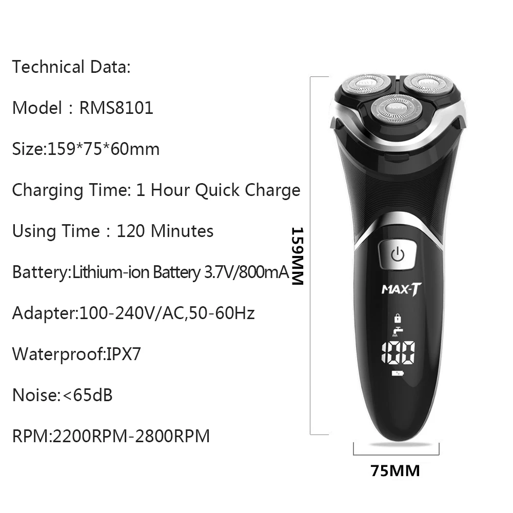 EU/US версия MAX-T RMS8101 электробритва, моющаяся бритва, электрическая бритва, 110-240 В, профессиональная Бритва для бороды