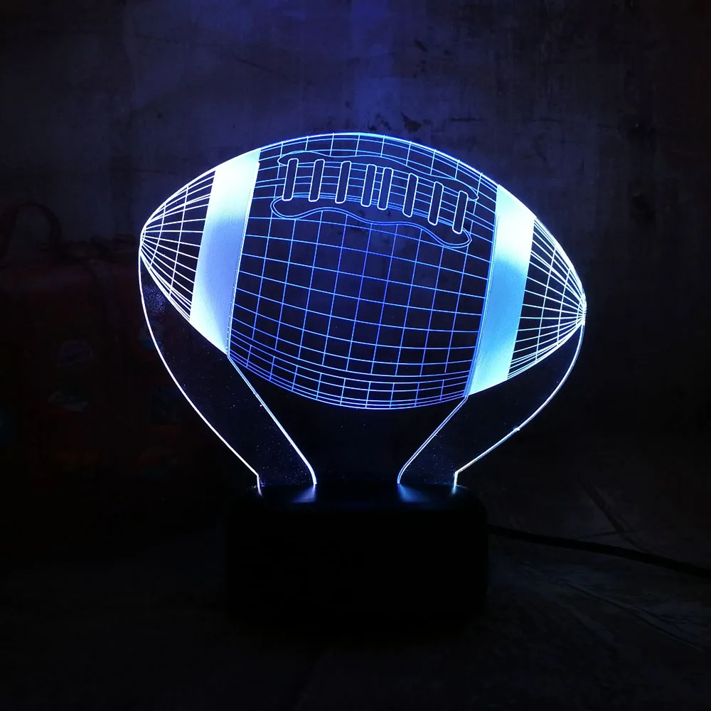 Новинка спортивный стиль 7 смешанных цветов футбол 3D светодиодный ночник