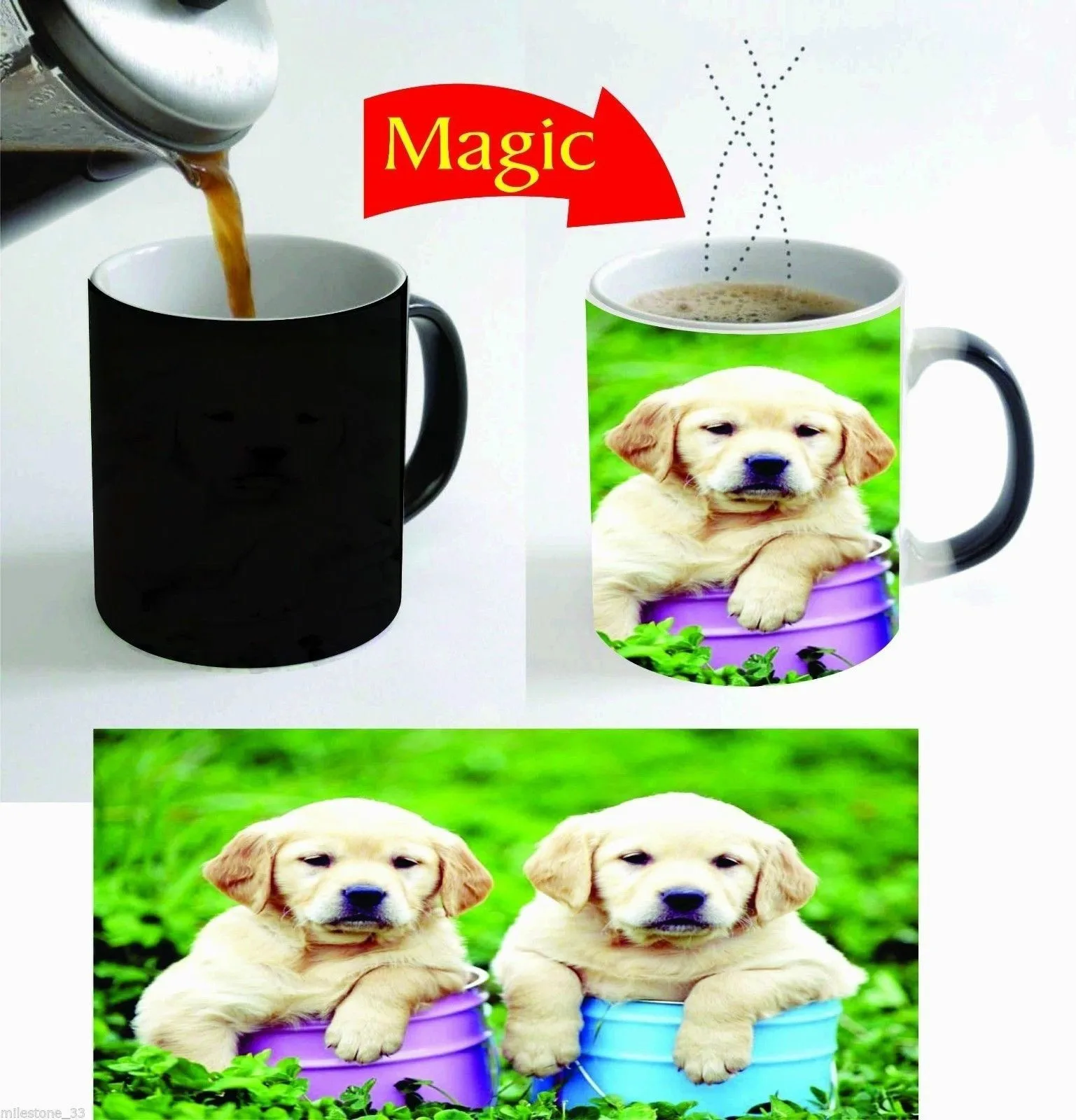 Милая волшебная кружка с изменением цвета щенка Термочувствительная для кофе 11