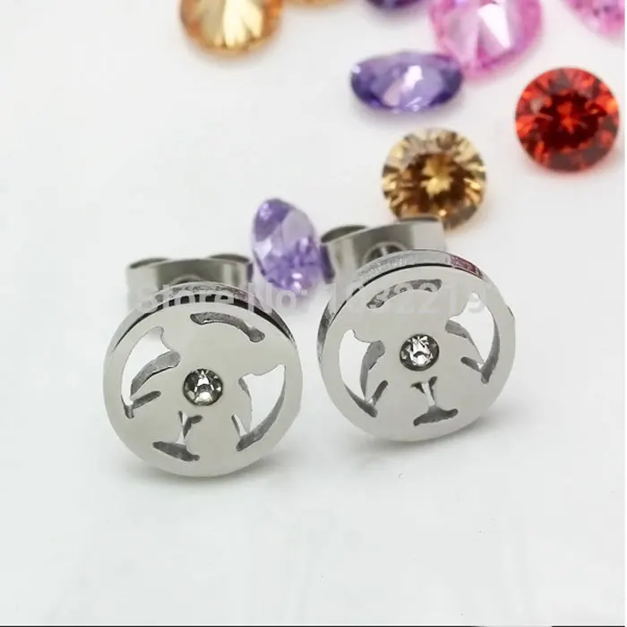 2015 New Hot Sales Fashion Jewelry Women's Stainless Steel Bear Cubic Zirconia Earrings For Women | Украшения и аксессуары