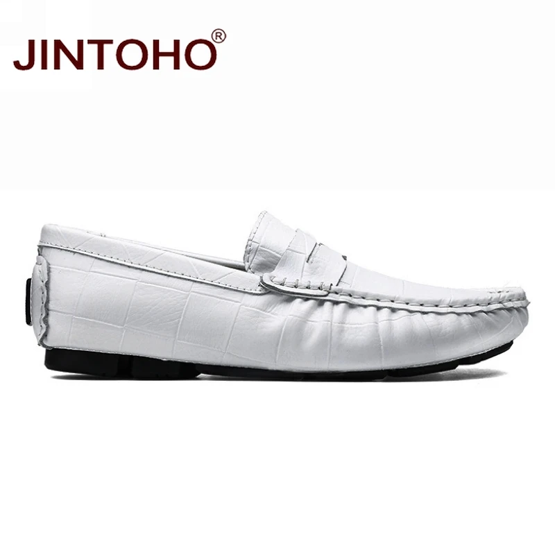 Туфли JINTOHO мужские из натуральной кожи Повседневная модная обувь без застежки