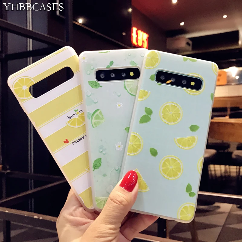 YHBBCASES мягкие чехлы из ТПУ с рельефным рисунком фруктов для Samsung Galaxy S8 S9 S10 Plus милый