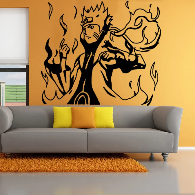 

Free shipping DIY vinyl decorated room [9] naruto caricature wall stickers nine tails mode