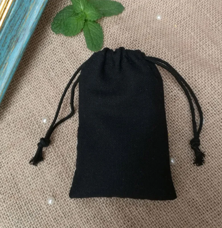 

Black Cotton Gift Drawstring Bag 8x10cm 9x12cm 10x15 13x17cm Party Candy Favor Sack Jewelry Pouch