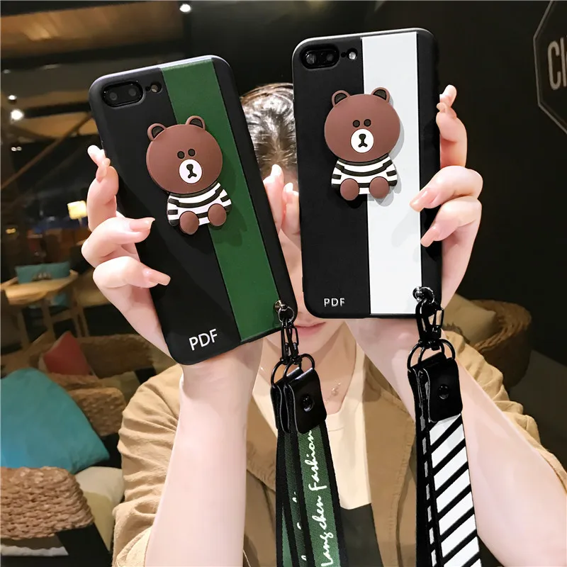Мягкий силиконовый чехол для iPhone X 6 6s 7 8 Plus модный бренд коричневый медвежонок