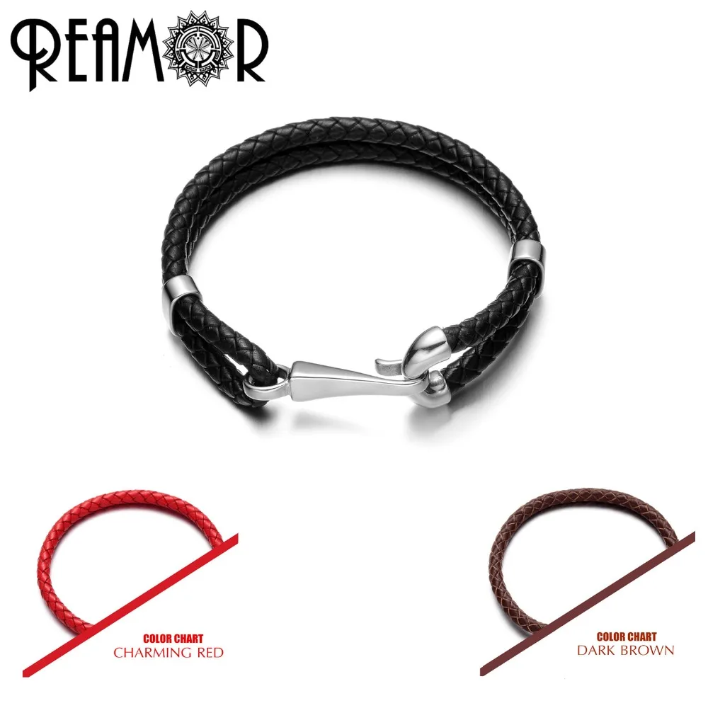 Браслет REAMOR 316l из нержавеющей стали серебристого цвета с крючками-рыбками