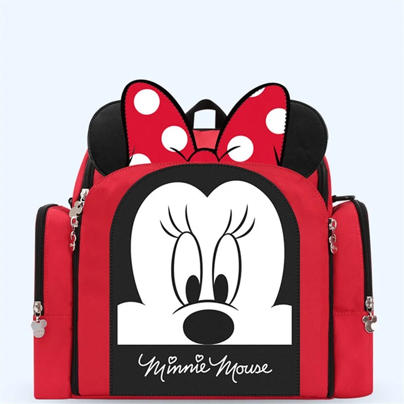 Minnie Red Аутентичный Дисней Микки Минни последнее обновление Мама сумка для подгузников большой емкости путешествия рюкзак для подгузников Детская сумка для прогулки с ребенком - Цвет: Minnie Red