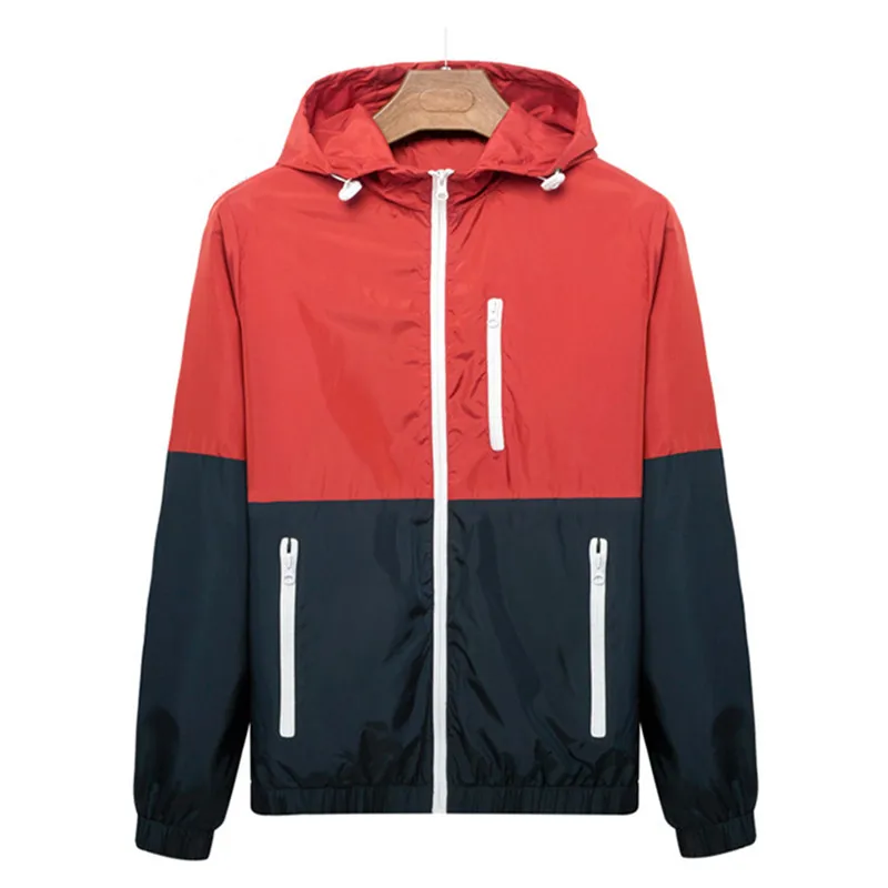 Мужская куртка с капюшоном в стиле пэчворк Повседневная тонкая защитой от солнца