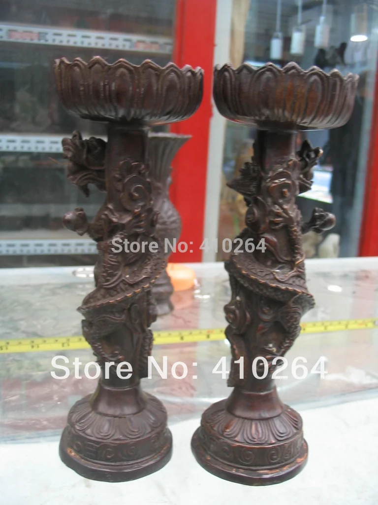 

Gang a pair bronze statue Chinese Dragon candle candlestick (C0324)