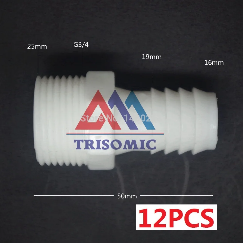 12 штук 16mm G3/4 Прямой соединитель пластиковая труба фитинг колючая с резьбой